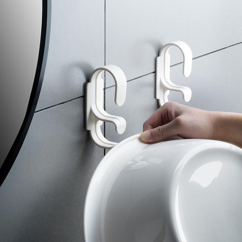 Wall-Mounted Double-Layer Washbasin Hook: Punch-Free Bathtub Storage Rack and Seamless Hanger.