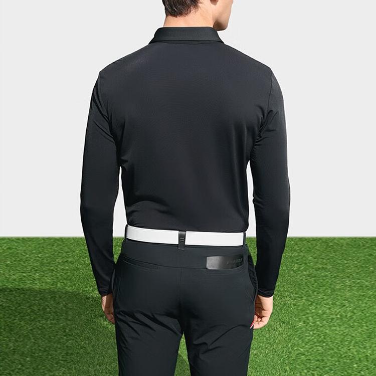 Fila Golf Series Solid Color Logo Pullover Long Sleeve Polo Shirt Men Tops Deep-Black A11M315204F-BK