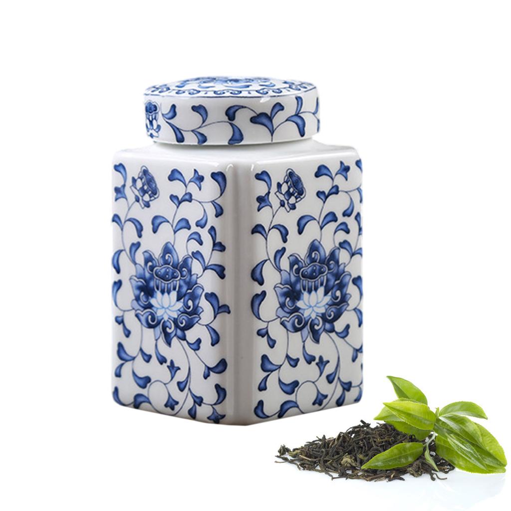 Elegantní modrobílá keramická zázvorová dóza Porcelánová chrámová dóza pro domácí dekoraci a úložná váza