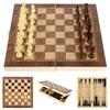 3In 1 Portable Travel Chess Checker Backgammon, Folding Storage Wooden Chess Set, International Checkers Board Game Kids Adults Set