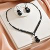 2026  Set Retro Light Luxury Zircon Water Drop Ear Hook Necklace European and American Fashion Temperament High-end Jewelry Set Necklace Women