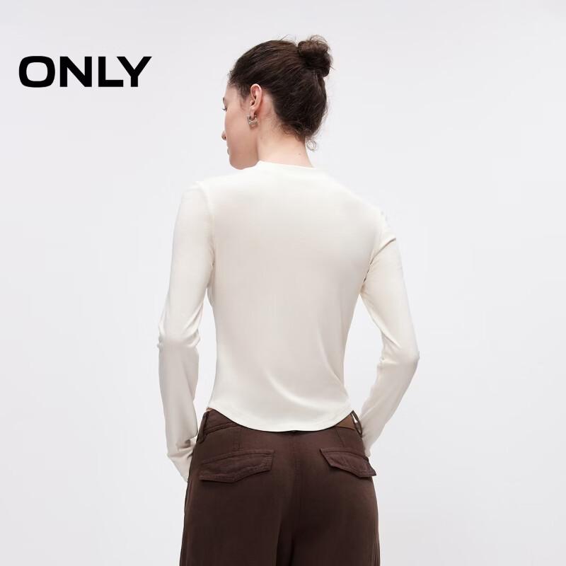 ONLY 2026 Summer Rhinestone Mock Neck Slim-fit T-shirt