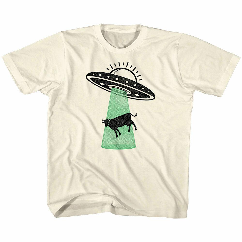 Cosmic Society UFO Alien Abduction Kids T Shirt Youth Beam Flying Cow Toddler L