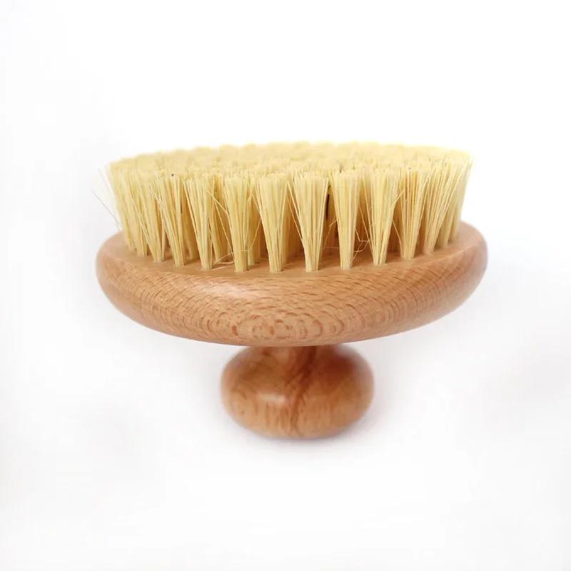 Sisal Kıllar Yuvarlak Banyo Duş Vücut Peeling Fırçası Doğal Kayın Ağacı Saplı Ölü Deri Temizleyici Sırt Fırçası Masaj Aleti