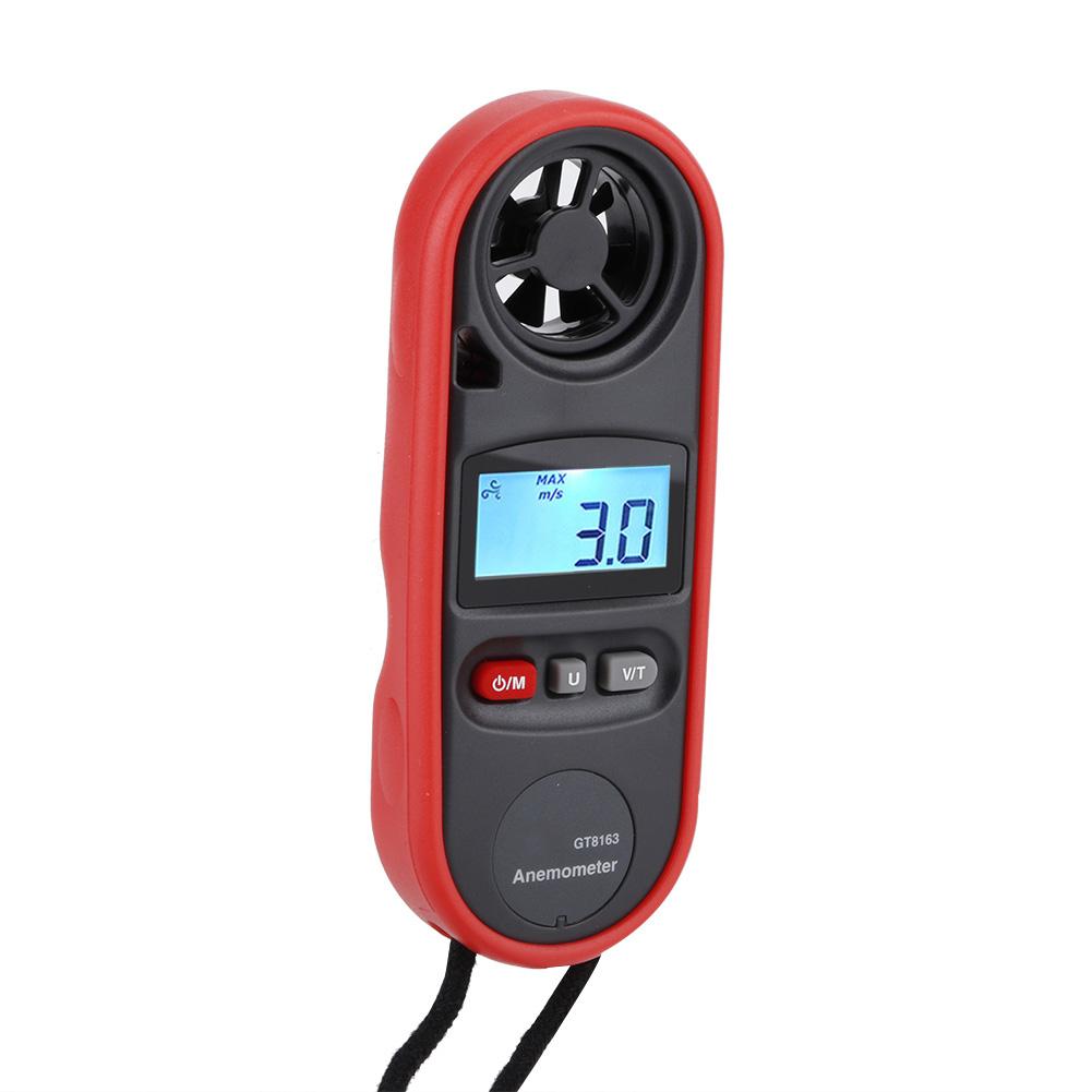 163 Handheld Digital LCD Portable Anemometer Wind Speed Meter Thermometer, Compact Wind Vane Ideal for Weather Enthusiasts, Fishing, and Industrial