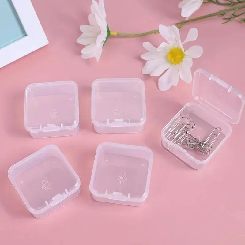 48/6PCS Mini Storage Box Transparent Plastic Jewelry Storage Box Container Portable Earring Ring Earplugs Packaging Storage Case