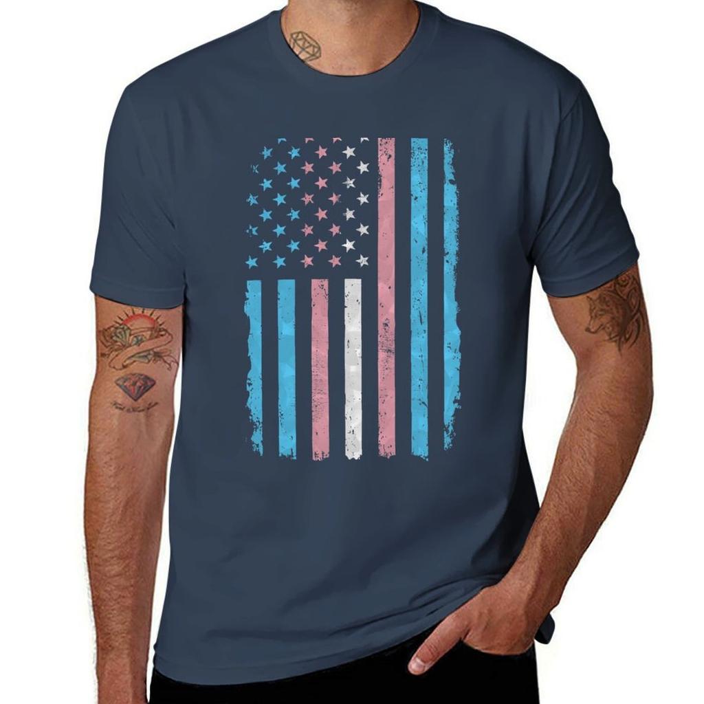 Transgender American Flag Trans Patriotic Usa Tshirt Light Athletic Short Sleeve Tee Shirt