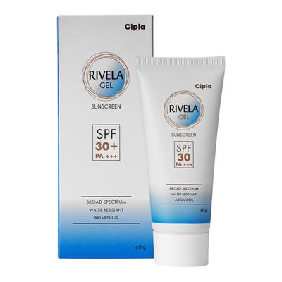 Rivela Gel Αντηλιακό Gel SPF30+ 60γρ 1 Τεμάχιο Μη Κολλώδες Ελαφρύ Αντηλιακή Προστασία
