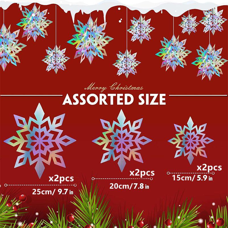 Christmas Snowflake Decor 6Pcs 3D Paper Snowflake Hanging Ornaments for Christmas Tree Winter Wonderland New Year Home Decor