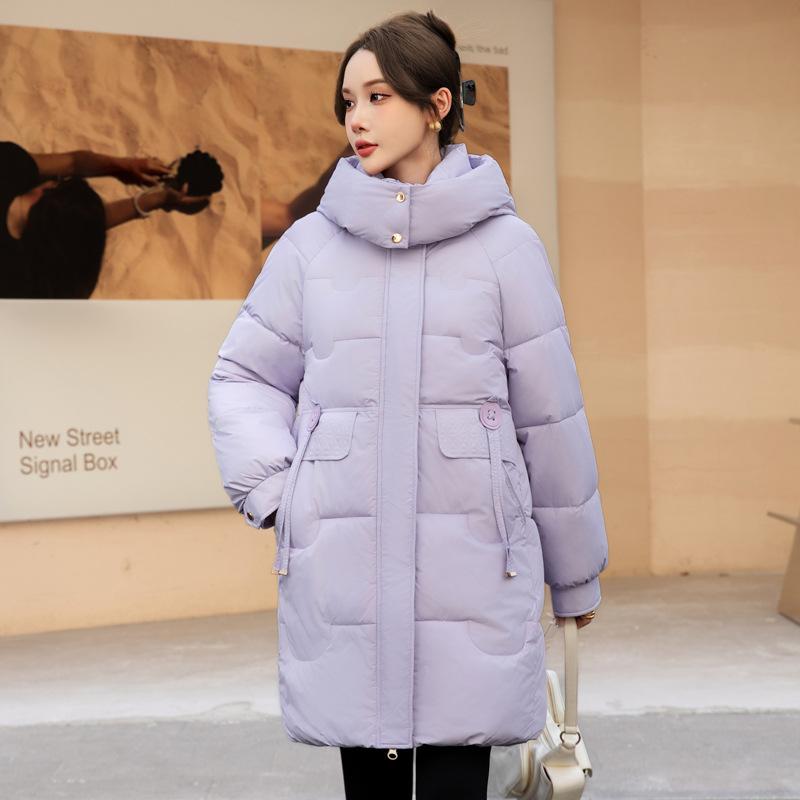 Down and cotton jacket women's 2025 winter new cotton jacket mid-length fashion and versatile, thick and loose, slimming winter jacket