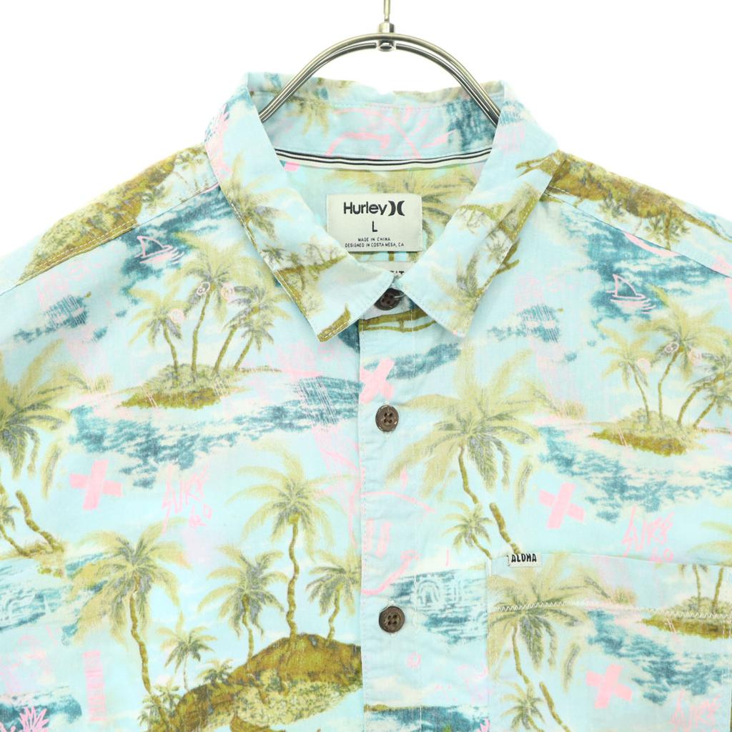 Hurley multicolor Short sleeve Cotton shirt L Light blue Men's Used