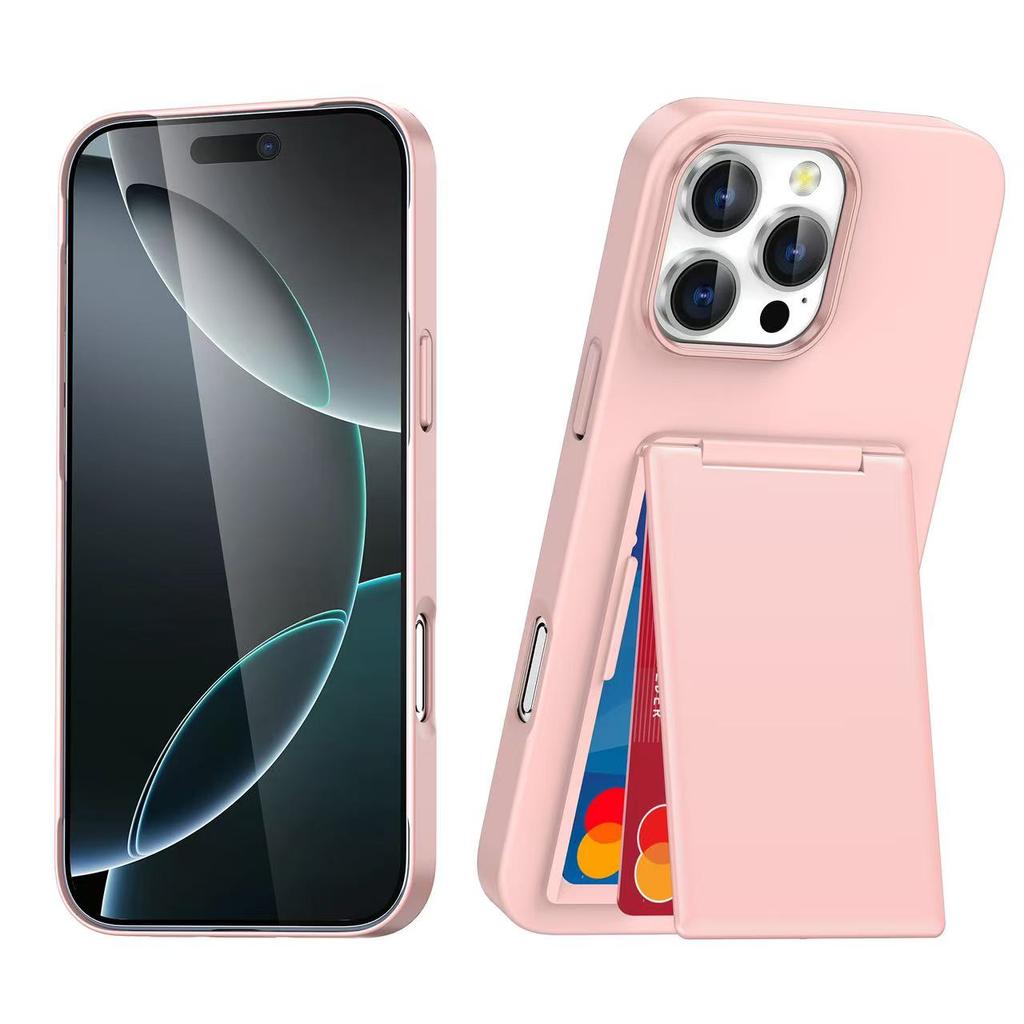 Luxury Fold Mobile Phone Case Card Slot for Iphone 16 15 14 13 12 11 Pro Max Plus Bracket Hard PC Credit Card Bag Cover Case