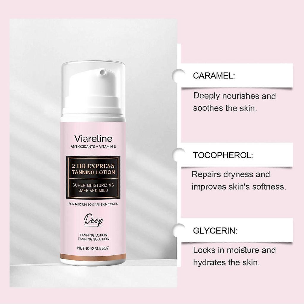 Viareline Sun-Free Tanning Moisturizing Body Lotion Summer Beach Skin Tone Uniform Moisturizing Refreshing Lotion