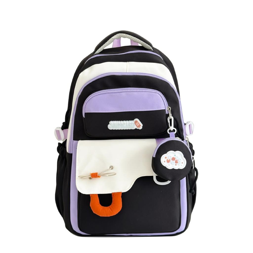 Schoolbag Korean Version Ins New High-value Fresh and Sweet Contrasting Splicing Backpack Junior High School Students Lightweight Spring Outing