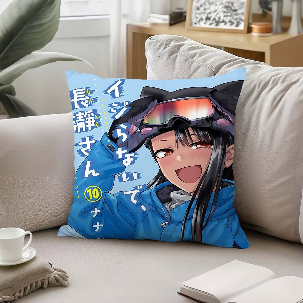 Cute H-Hayase Nagatoro Throw Pillow Covers Pattern Cushion Cover Suitable For Sofa Bedroom Car Pillow Cover