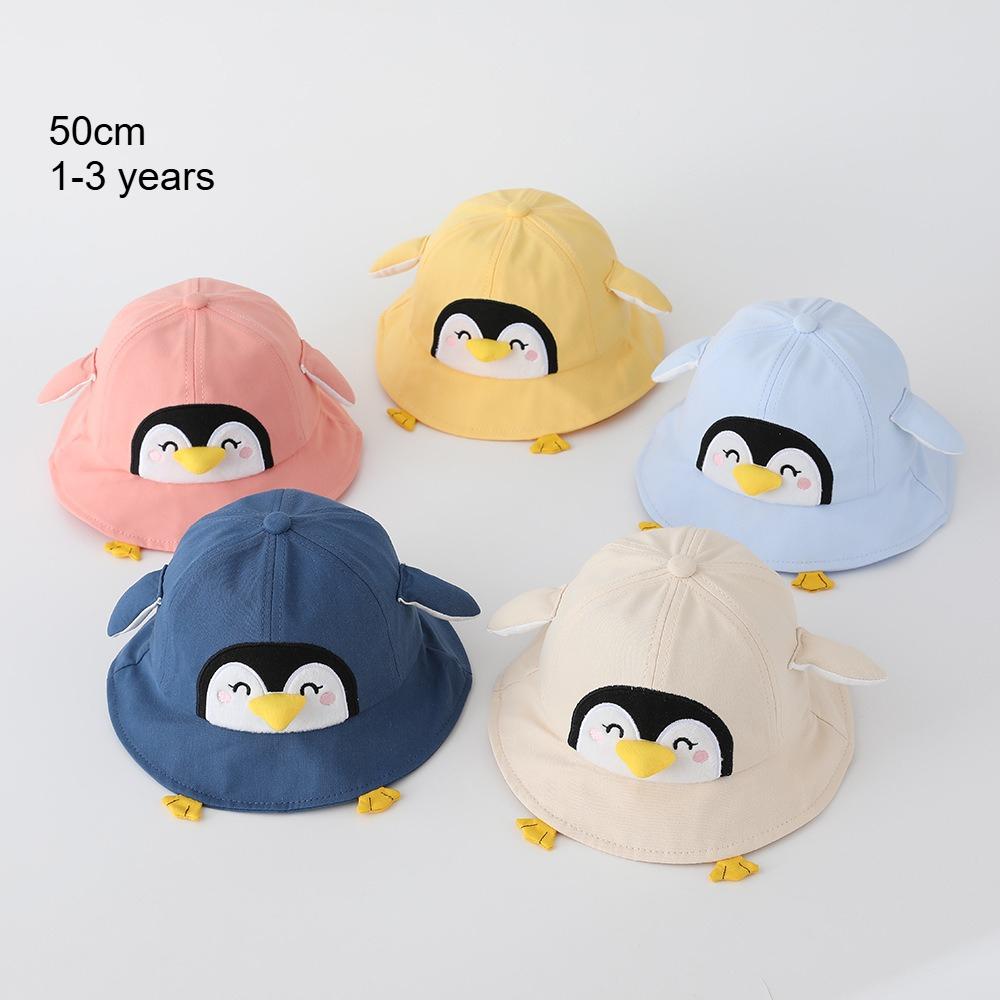 Baby Girl's Hat 50CM1-3 Years Kids Cute Penguin Fisher Cap Boys Girls Sun Hat Spring Summer 2026 Infant Fisherman Hat Thin