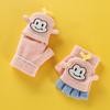 Half Finger Flip Covered Gloves Cute Cartoon Kids Gloves Winter Warm Knitted for Children Boys Girls 1-5Y Baby Accessories