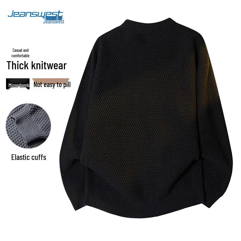 Jeanswest Men's Casual Round Neck Pullover Knit Sweater