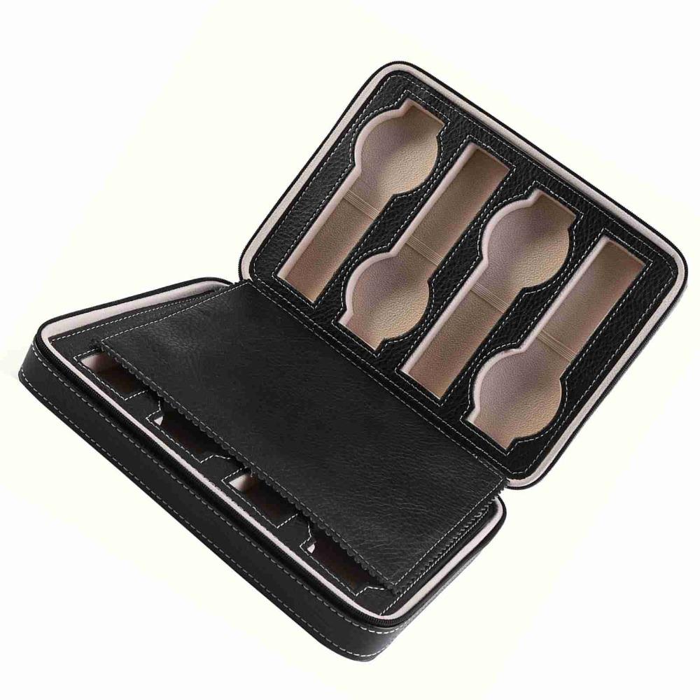 Zippered Design Watch Storage Box PU Leather,Cardboard Travel Watch Case  Travel Use