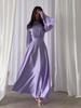 2024 Elegant Solid Color Waist-Cinching Breathable Summer Long-Sleeved Dress