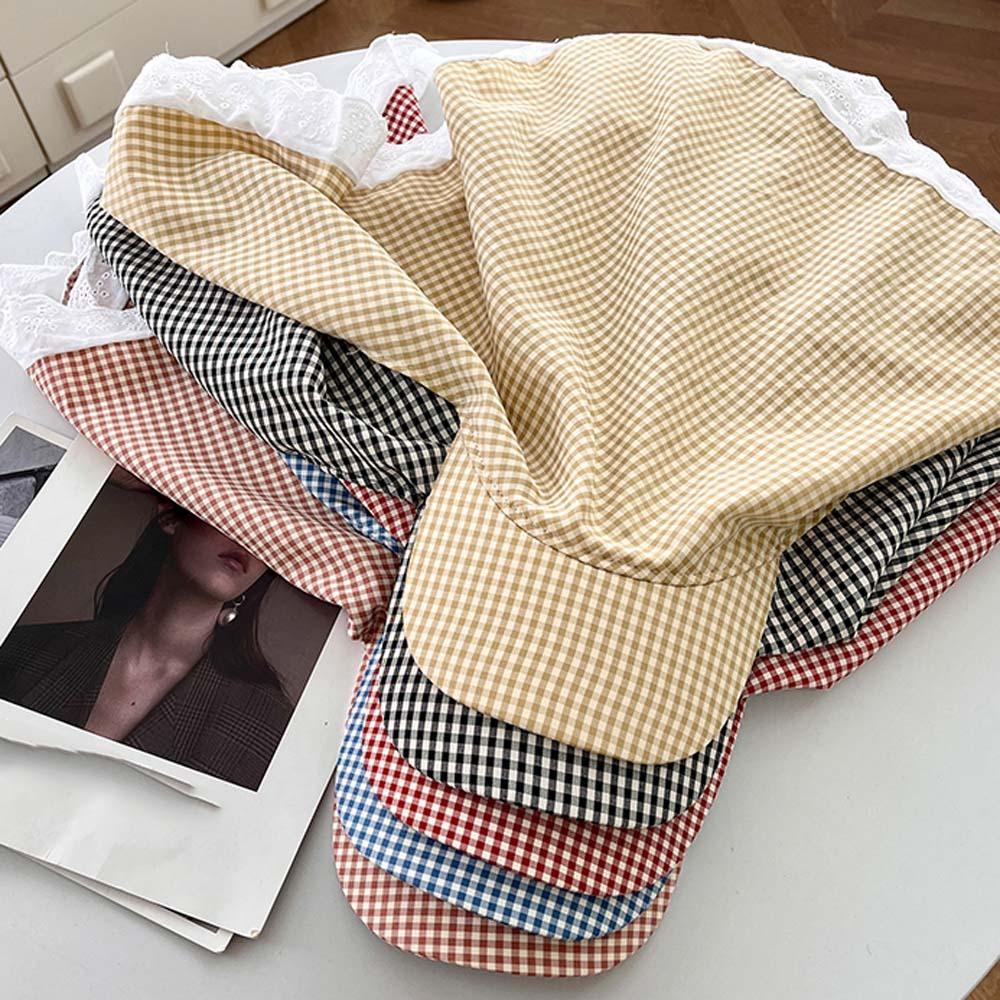 Driving Rural Style Headscarf Baseball Hat Plaid Cotton Triangle Headscarf Hat Soft Sunshade Scarf Peaked Cap Summer Outing