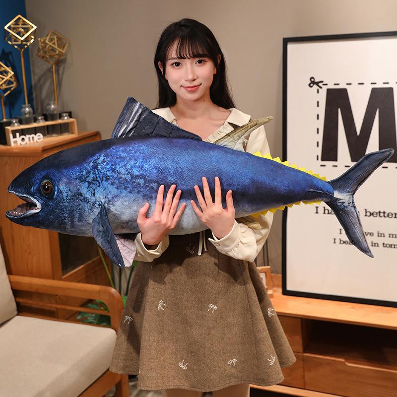 55/75cm Realistic Plush Stuffed Fish 3D Big Fish Creative Simulation Tuna Plush Toy Cute Sofa Pillow Cushion Gift Kids Toy