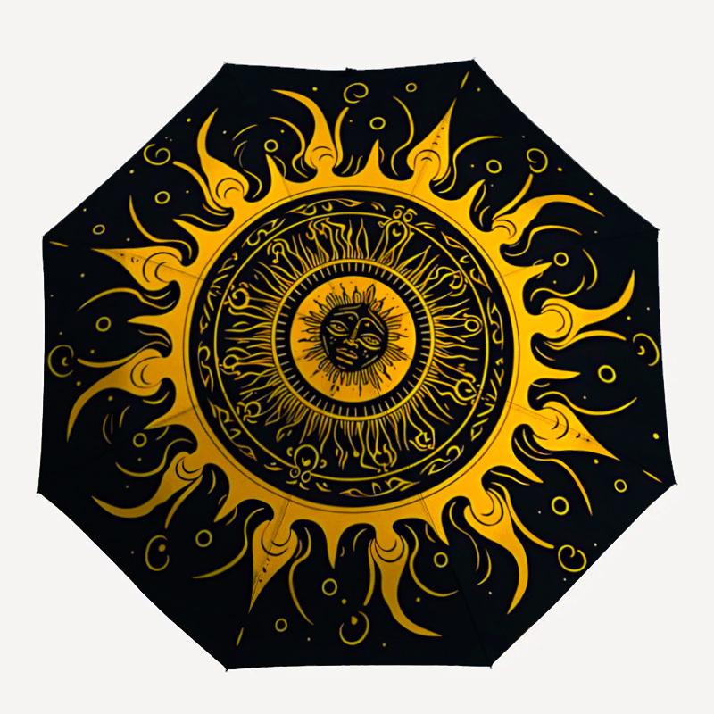 1pc Sun Mandala Automatic Open/Close Umbrella - Portable Collapsible Umbrella with 8-Rib Stability, Fashion Lovers Yy251017173