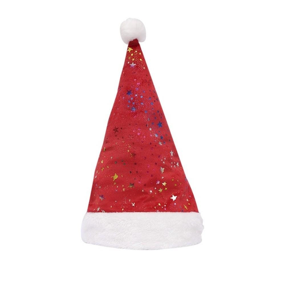 Fluffy Santa Hat Star Pattern Plush Hat Fashion Christmas Hat Holiday