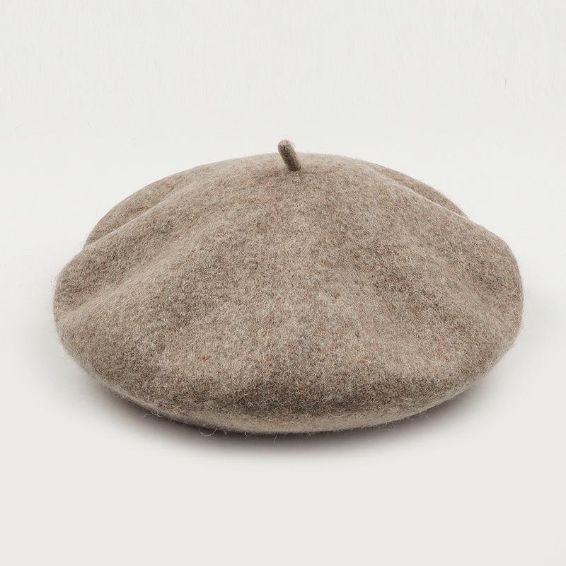 Dámský fialový vlněný baret: Klobouk se širokou krempou, Vintage britský, korejský a japonský styl pro podzim/zimu