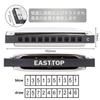 EAST TOP 10-Hole Diatonic Harmonica In C Key, Blues, for Beginners, Professionals, and Children, Includes Gift for Study and Practice (T009-1-C)