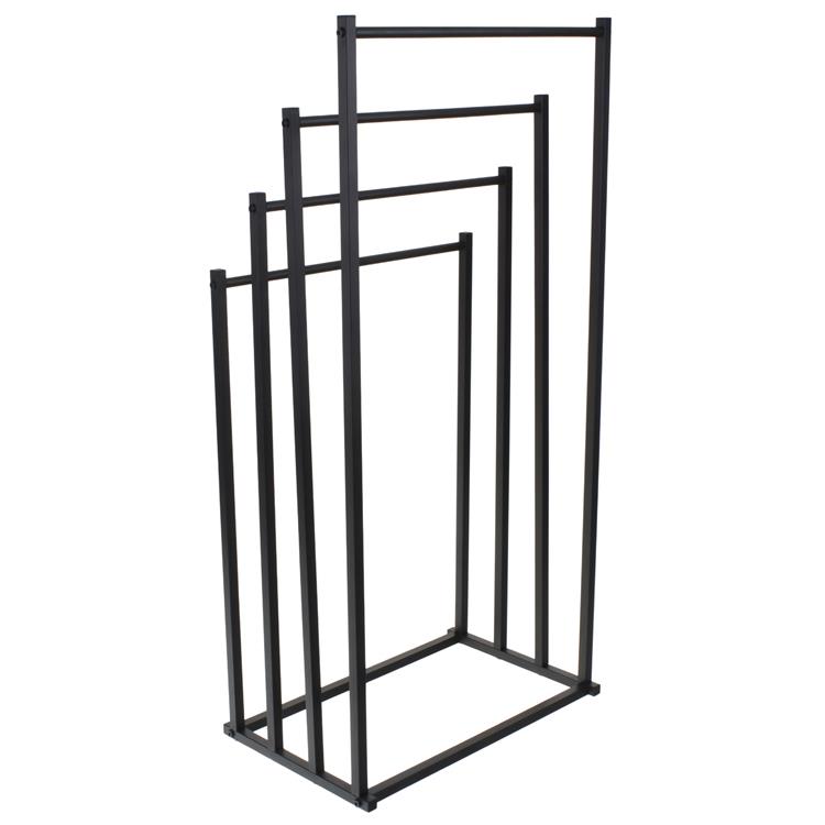 Towel Rack Bathroom Hanger Metal Standing Industrial Black 4 Tiers