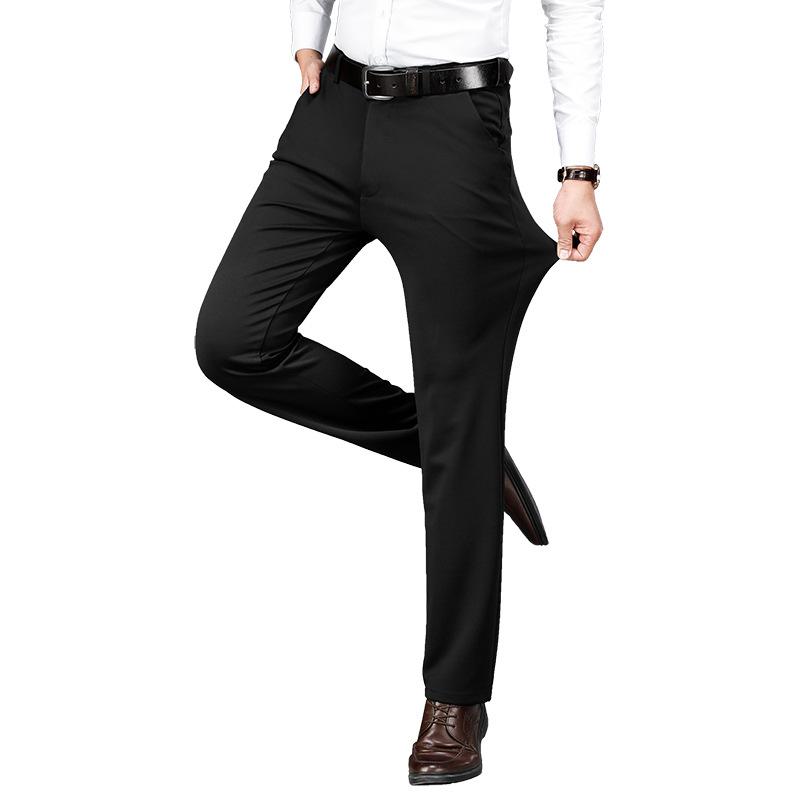 Erkek Yaz İnce Moda İş Rahat Takım Elbise Pantolon Uzun Pantolon Erkek Elastik Düz Kollu Resmi Pantolon Büyük Beden 27-42