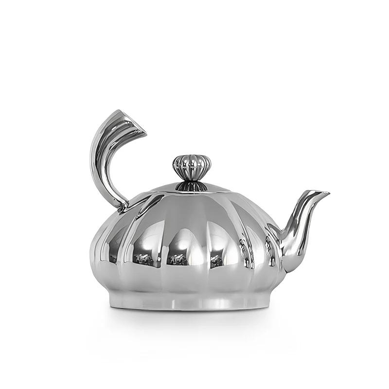 Nordic Luxury Stainless Steel TeaPot, Retro Sugar Bowl, Coffee Candy Jar with Lid for Home Decoration, Afternoon Tea, Holtel