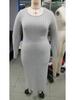 2025 Autumn/Winter Bestseller: European and American Women's Long-Sleeved Round Neck Slit Knit Dress.