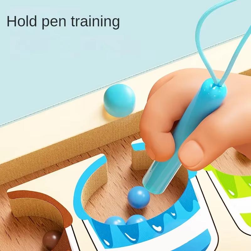 Montessori Magnetyczny Labirynt Gra Sortowanie Kolorów Zabawki dla Dzieci Trening Motoryki Małej Kontrola Długopisem Przesuwanie Koralików Zabawa Sensoryczna Zabawki Edukacyjne