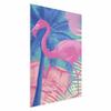 Poster - Pink Flamingo - Abstract Flamingo On a Background of Palms and Ice Cubes