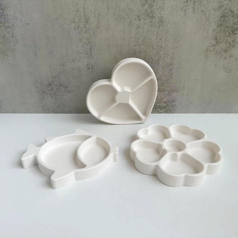 Owl Fish Clover Storage Tray Silicone Mold Heart Plaster Resin Jewelry Storage Plate Gypsum Mould Crystal Drop Glue DIY Decor