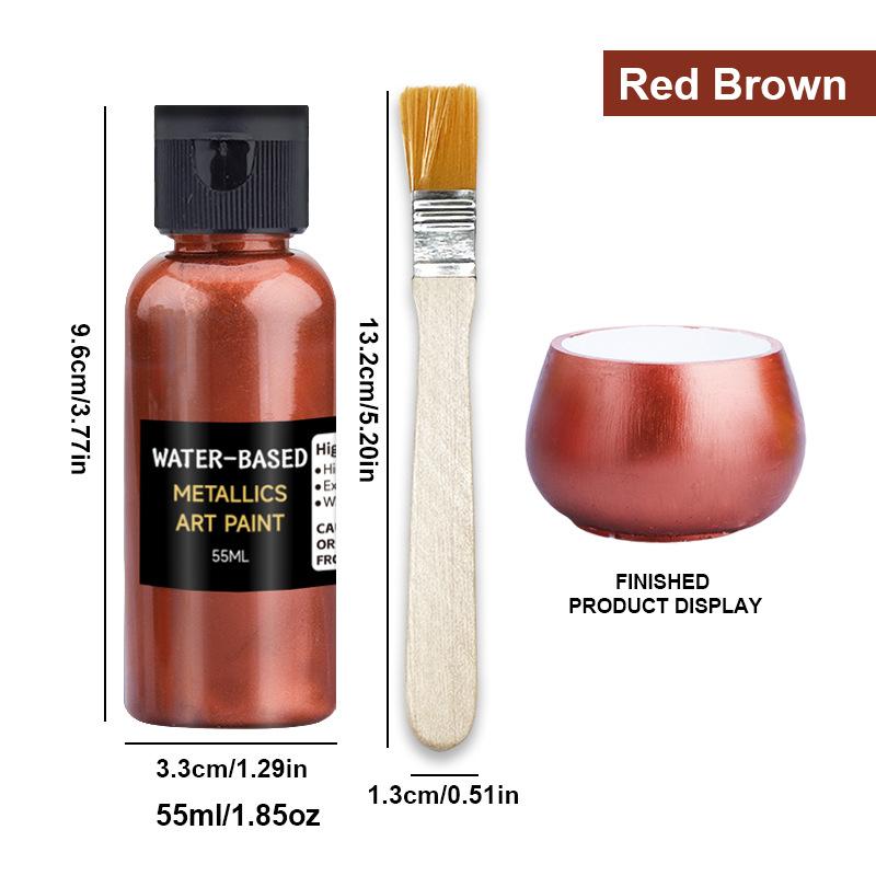 12-Color Water-Based Metallic Paint 55ml Rustproof Fade-Resistant Pigment for DIY Crafts Metal Surfaces