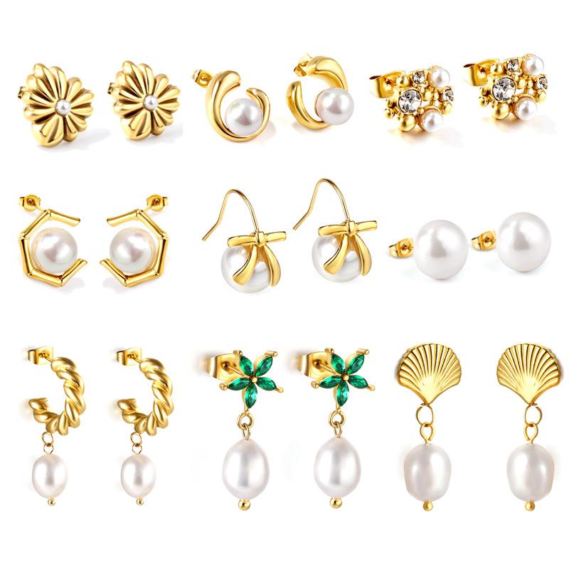 Vintage French Gold Pearl Earrings Elegant Sophisticated Jewelry For Women Classic Pearl Accessories
