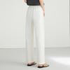 Elva' Island White High-Waist Straight-Leg Casual Pants