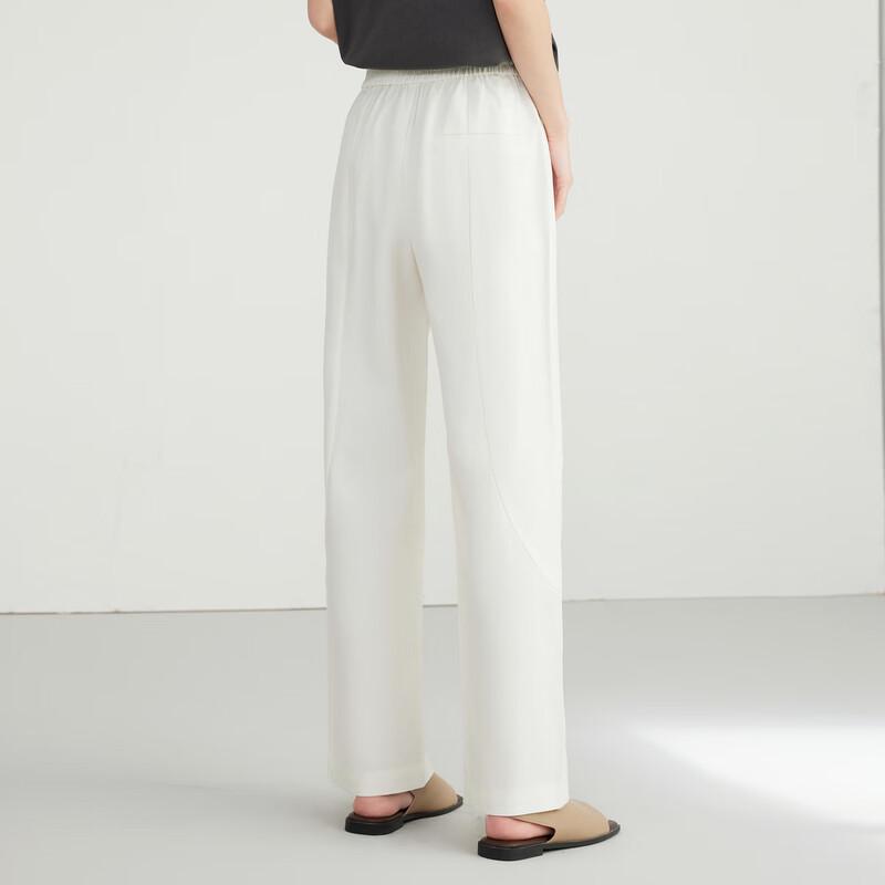 Elva' Island White High-Waist Straight-Leg Casual Pants