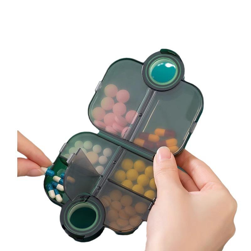 Portable Mini Medicine Box Sealed and Moisture-proof Eight-compartment Medicine Packaging and Storage Box