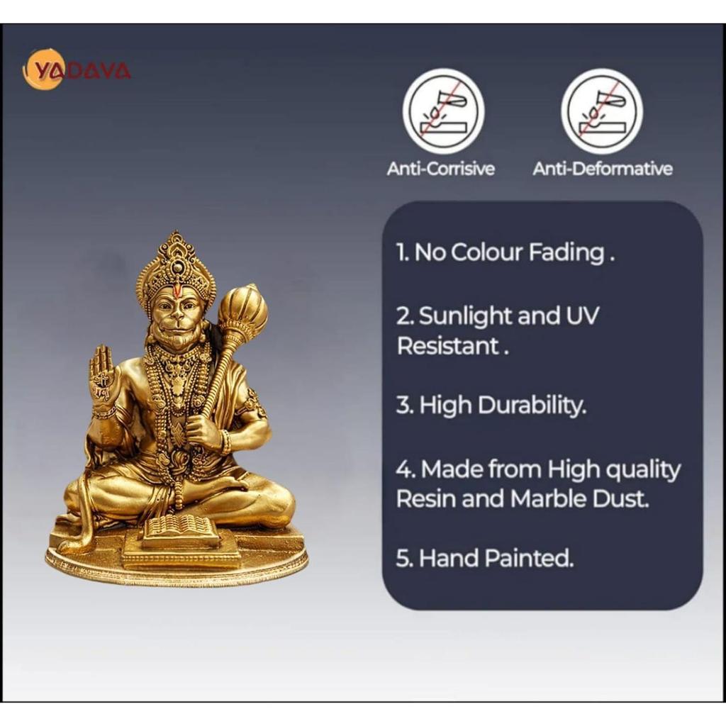 Göttliche Panchmukhi Hanuman Statue – Goldene Segnungen & Schutz