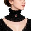 Lace Detachable Collar with Punk Design for Masquerades Parties Daily Wear Victorian Ruffle Collar for Festival Eent
