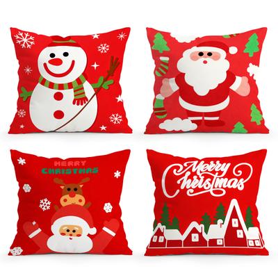 Red Christmas Theme Pillowcase Printed Polyester 40/45/50cm Throw Pillowcover Decorative Sofa Cushion Pillowslip Home Decor