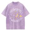 Magic Theme Letter Print T-Shirt Unisex Style Oversize Washed Denim Short Sleeve Vintage Top