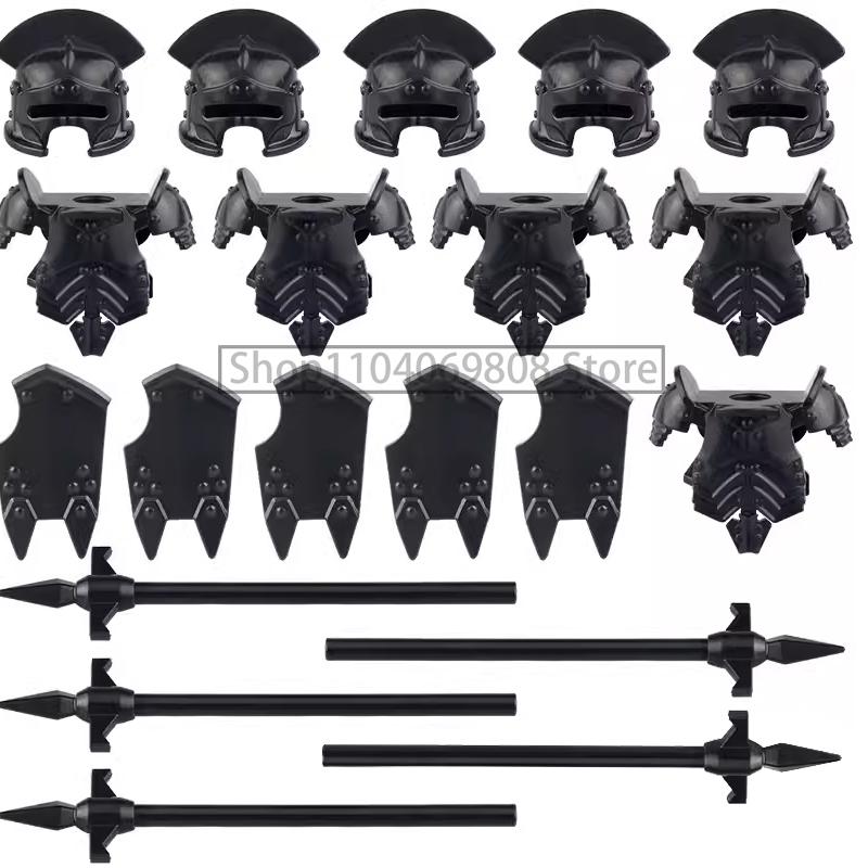 MOC Military Building Blocks Medieval Soldiers Knight Figures Weapons Accessories Witc Hat Helmet Shield Spear DIY Brick Toy T10