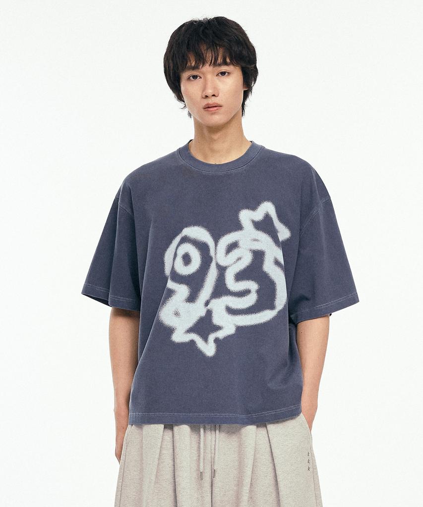 1993STUDIO 93 Spray Pigment Crop Fit T-Shirt_Navy