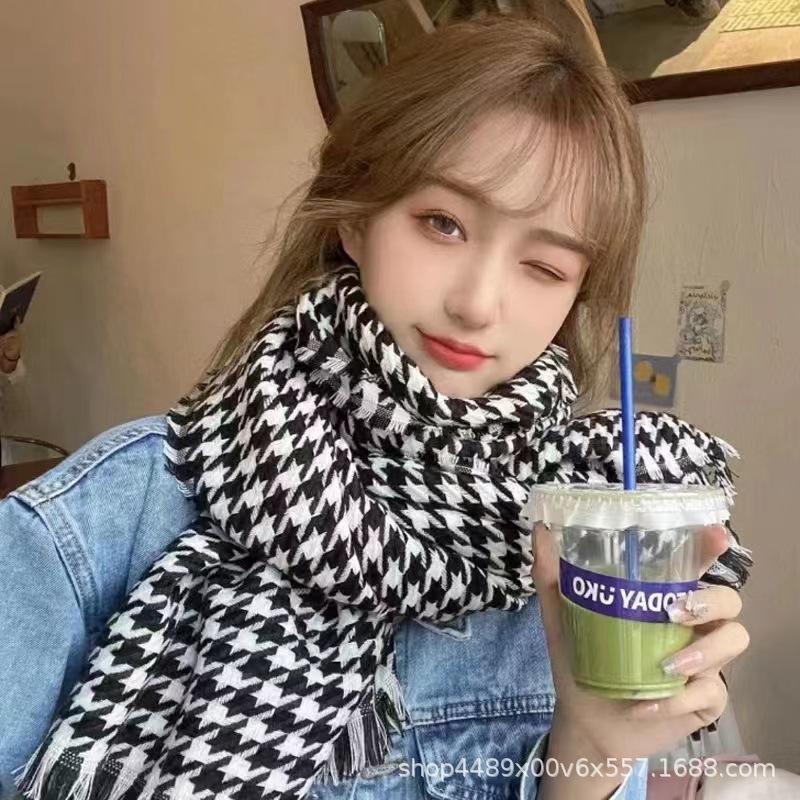 New Qiandongge scarf women's versatile warm scarf imitation cashmere scarf plaid thick autumn and winter scarf