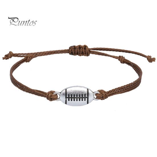 Pulseira trançada esportiva para meninos e meninas, comprimento ajustável, pulseira de futebol, beisebol, basquete, presente de lembrança